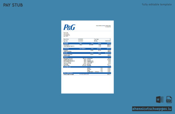 Beispiel einer Gehaltsabrechnung des US-amerikanischen Konsumgüterunternehmens Procter & Gamble